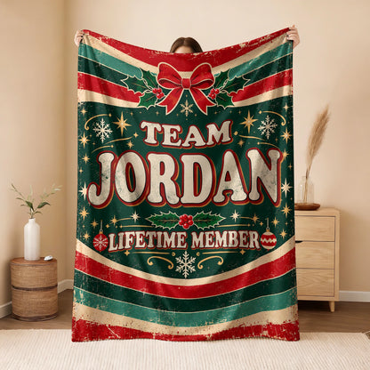 Team Your Name Lifetime Member Christmas Fleece Blanket JORDAN 13K1 BK52