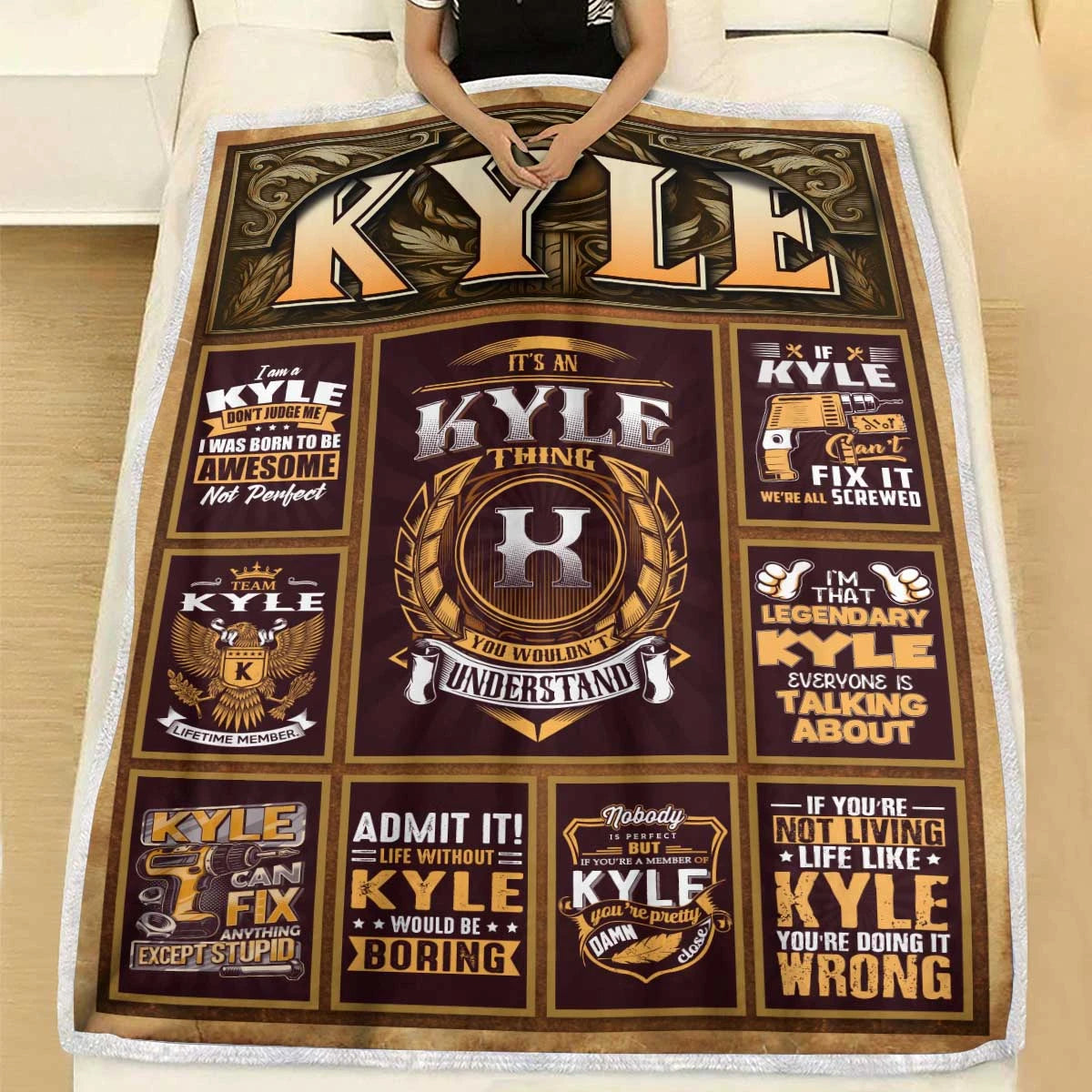 KYLE Personalized Blanket | Custom Name Cozy Throw Gift 13K1-BK4
