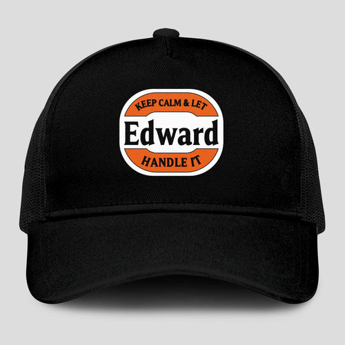 Keep Calm & Let Your Name Handle It Black Mesh Cap EDWARD 13K1 C199PF