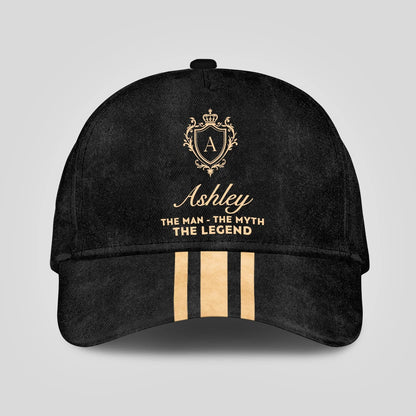 The Man The Myth The Legend Golden Stripes Black Cap ASHLEY 13K1 C136PF