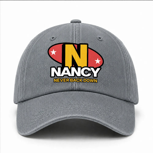 Never Back Down With Your Name And Initial Letter Washed Cap NANCY 13K1 C82PF
