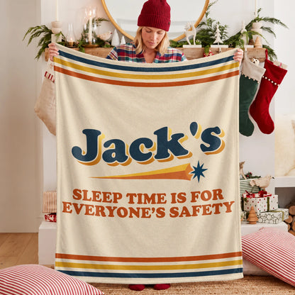 Your Name's Sleep Time Funny Retro Fleece Blanket JACK 13K1 BK67