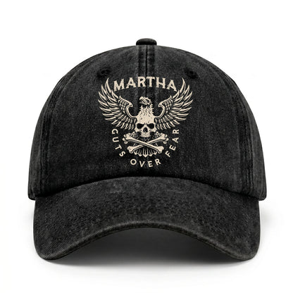 Your Name Guts Over Fear With Eagle And Skull Washed Cap MARTHA 13K1 C75PF