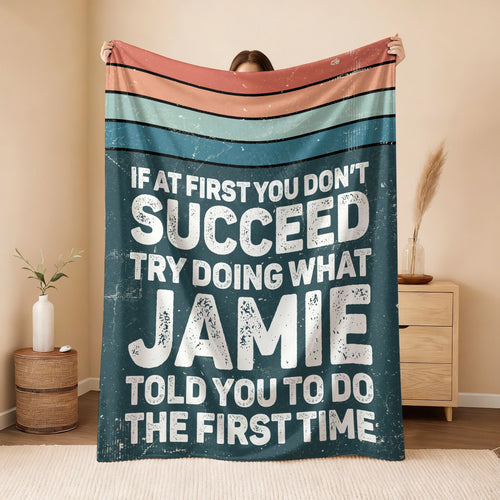 If At First You Don’t Succeed Retro Green Fleece Blanket JAMIE 13K1 BK29