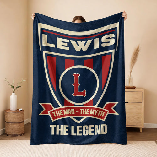 The Man The Myth The Legend Blue Burgundy Baseball Blanket LEWIS 13K1 BK18