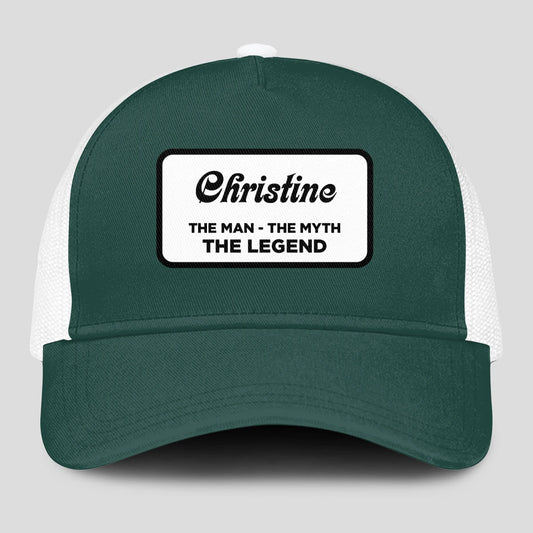 The Man The Myth The Legend Green And White Mesh Cap CHRISTINE 13K1 C198PF