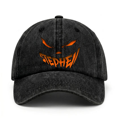 Your Name Jack O' Lantern Halloween Washed Cap STEPHEN 13K1 C100PF