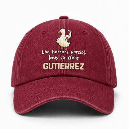 The Horrors Persist But So Does Your Name Funny Goose Burgundy Washed Cap GUTIERREZ 13K1 C126PF