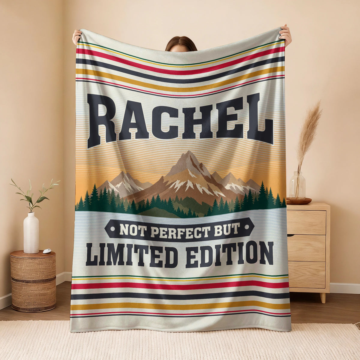 Not Perfect But Limited Edition Vintage Mountain Fleece Blanket RACHEL 13K1 BK45