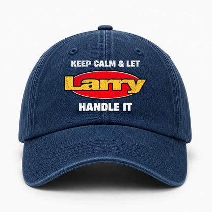 Keep Calm & Let Your Name Handle It Yellow And Red Logo Washed Cap LARRY 13K1 C172PF