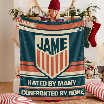 Hated By Many Confronted By None Retro Fleece Blanket JAMIE 13K1 BK58