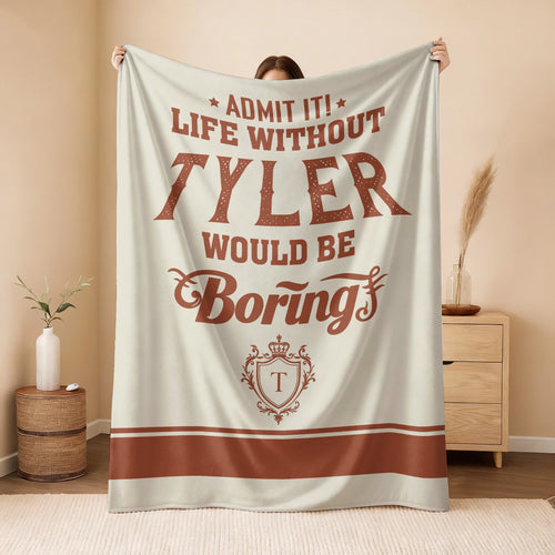 Life Without Your Name Would Be Boring Cream Terracotta Blanket TYLER 13K1 BK24