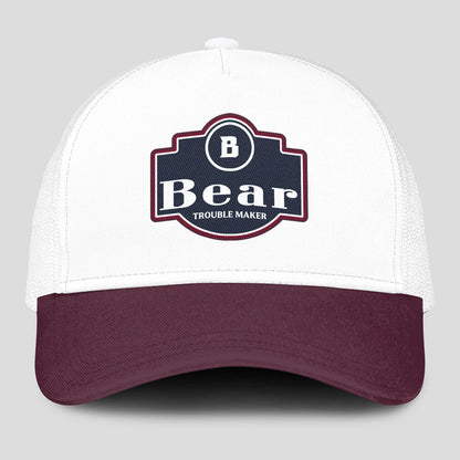 Trouble Maker Burgundy And White Funny Mesh Cap BEAR 13K1 C201PF