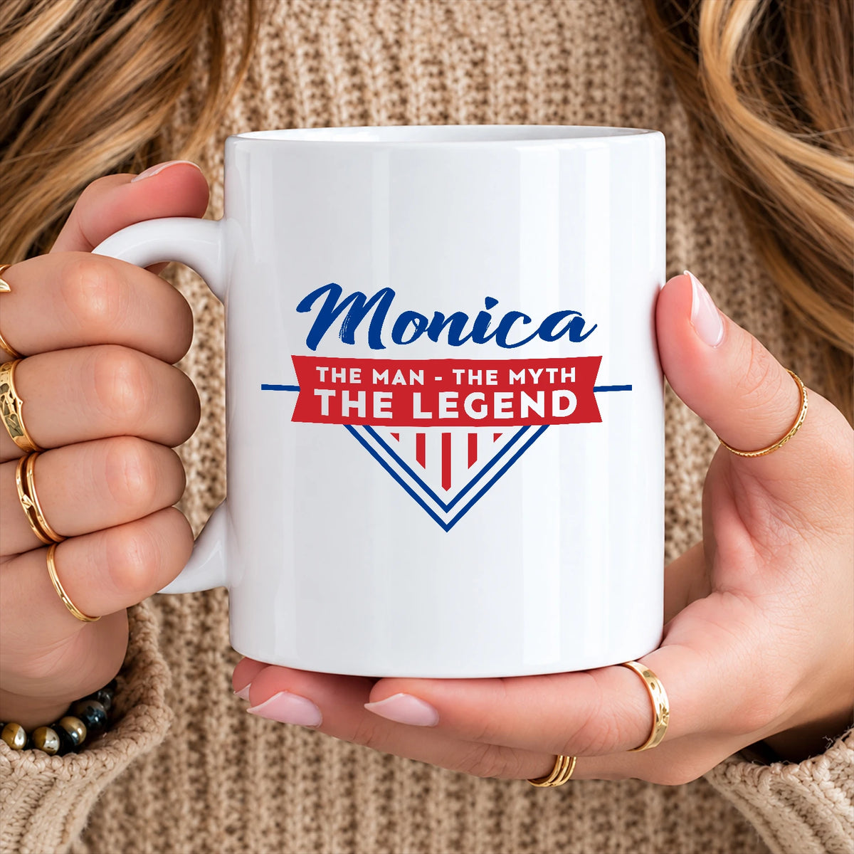 The Man The Myth The Legend Red And Blue Logo Mug MONICA 13K1 MG34