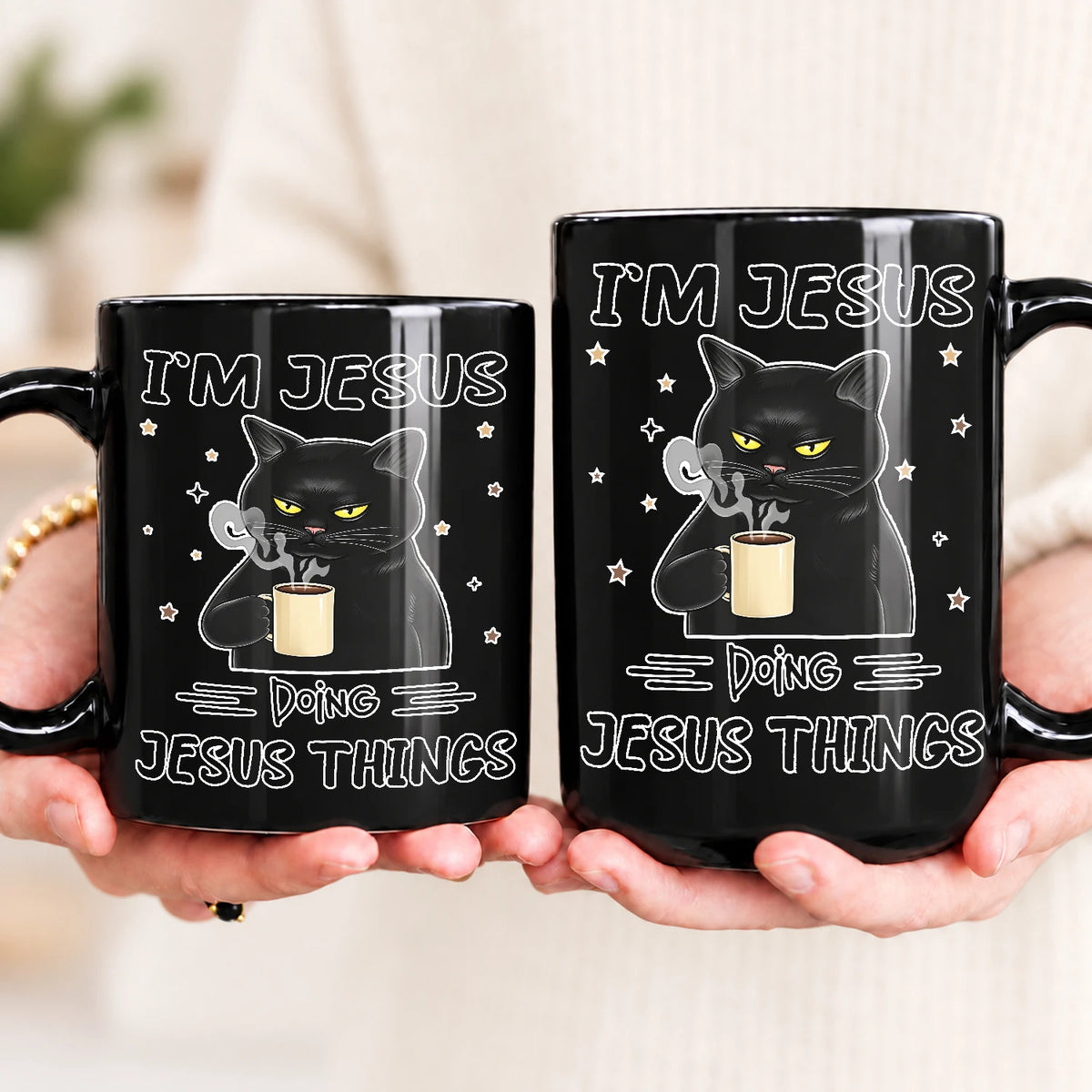 I'm Name Doing Name Things Funny Black Cat Mug JESUS 13K1 MG37