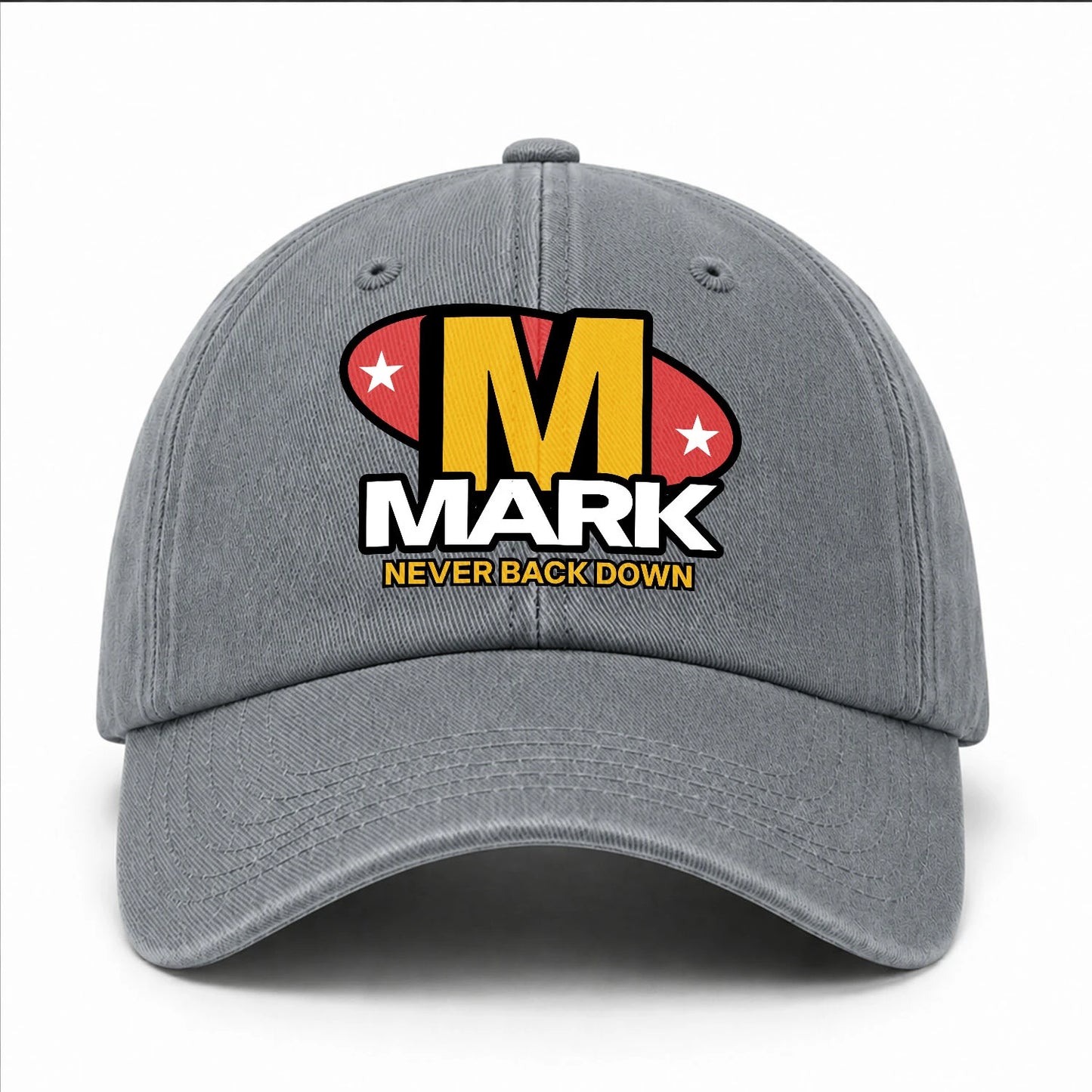 Never Back Down With Your Name And Initial Letter Washed Cap MARK 13K1 C82PF