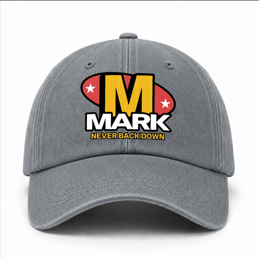 Never Back Down With Your Name And Initial Letter Washed Cap MARK 13K1 C82PF