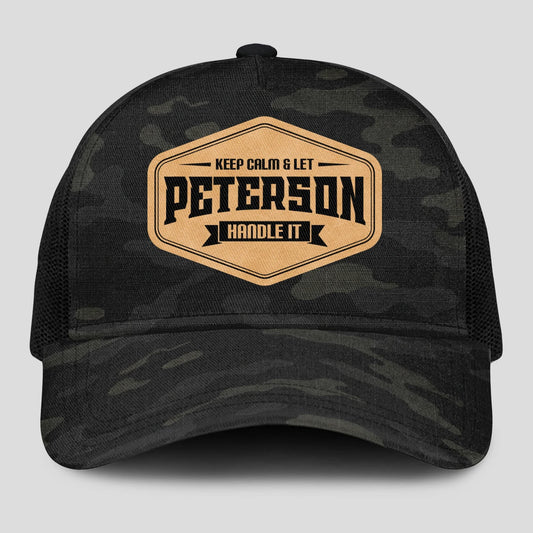 Keep Calm & Let Your Name Handle It Dark Camo Mesh Cap PETERSON 13K1 C195PF