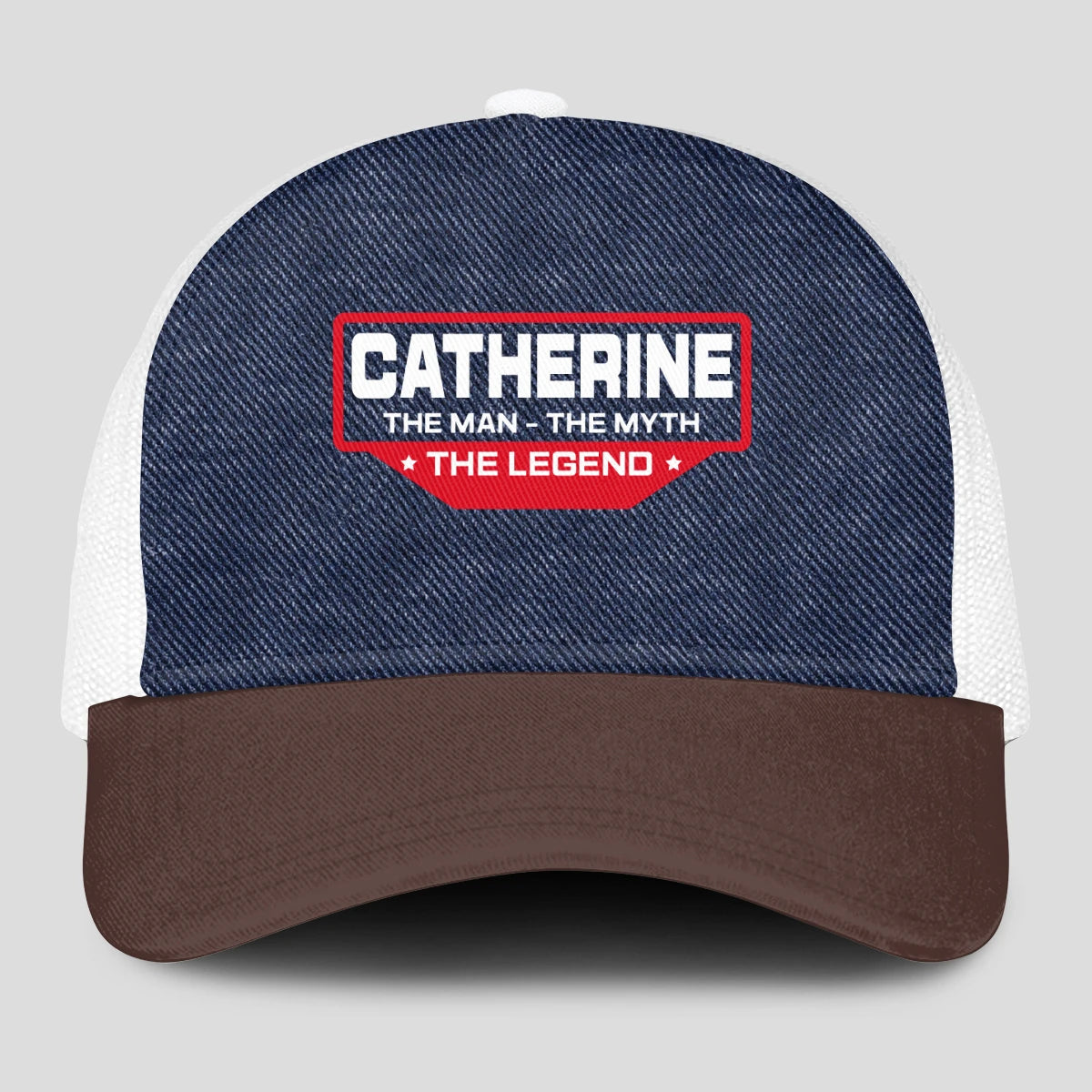 The Man The Myth The Legend Navy Brown And White Mesh Cap CATHERINE 13K1 C200PF