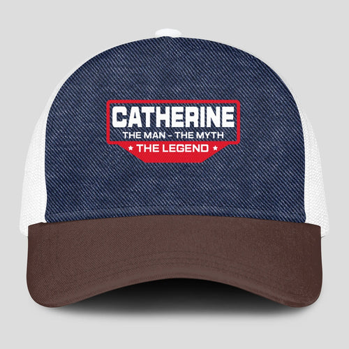The Man The Myth The Legend Navy Brown And White Mesh Cap CATHERINE 13K1 C200PF