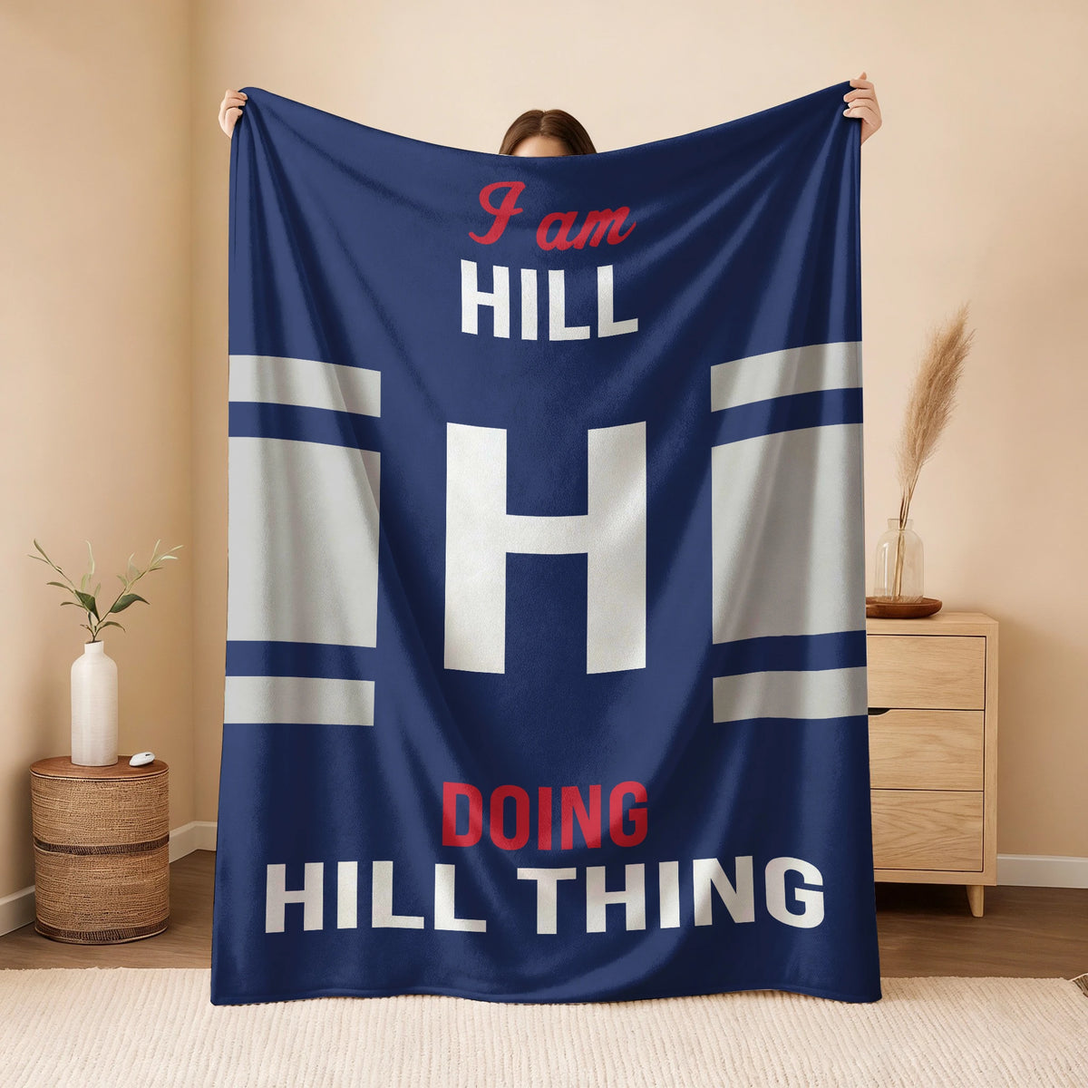 I'm Name Doing Name Things Navy Fleece Blanket HILL 13K1 BK51