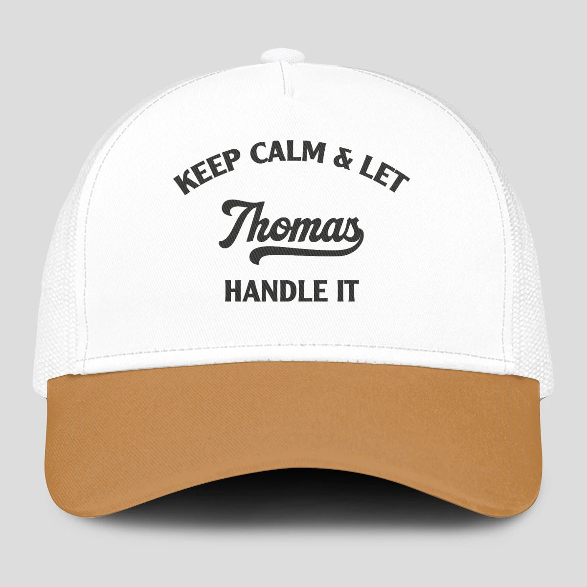 Keep Calm & Let Your Name Handle It Yellow And White Mesh Cap THOMAS 13K1 C205PF