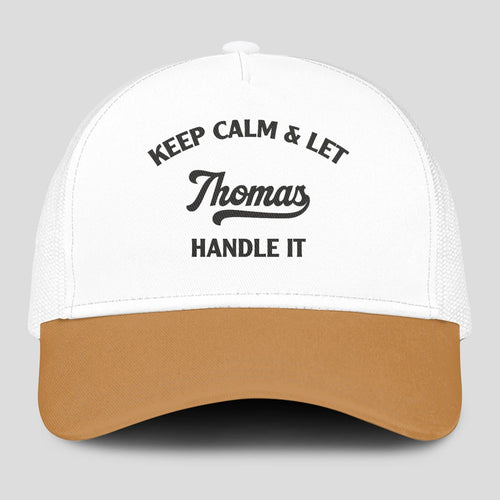 Keep Calm & Let Your Name Handle It Yellow And White Mesh Cap THOMAS 13K1 C205PF