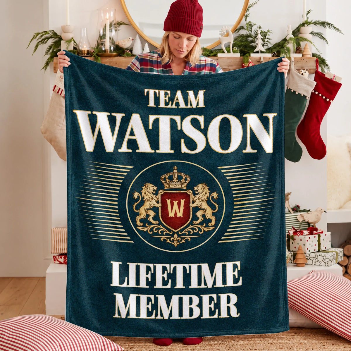 Team Your Name Lifetime Member Sage Green Fleece Blanket WATSON 13K1 BK42