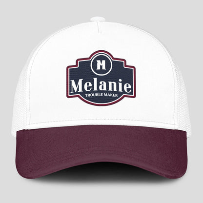 Trouble Maker Burgundy And White Funny Mesh Cap MELANIE 13K1 C201PF