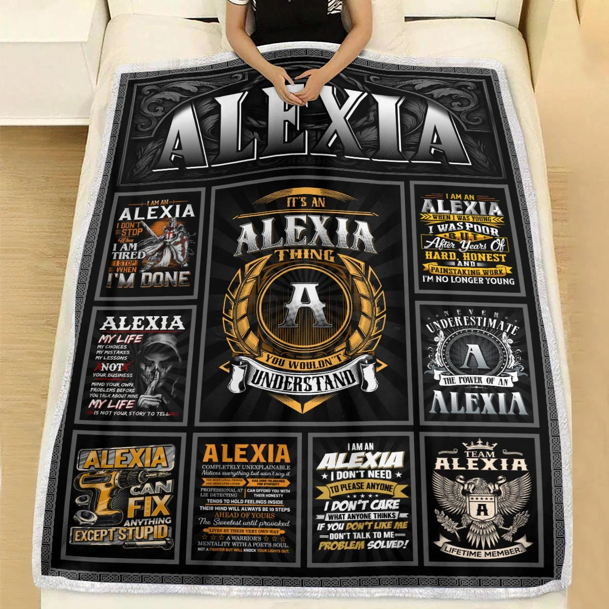 ALEXIA Personalized Blanket | Custom Name Cozy Throw Gift 13K4-BK2