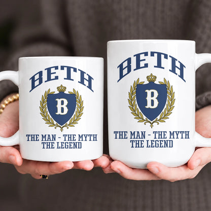 The Man The Myth The Legend Blue And Yellow Logo Mug BETH 13K1 MG24