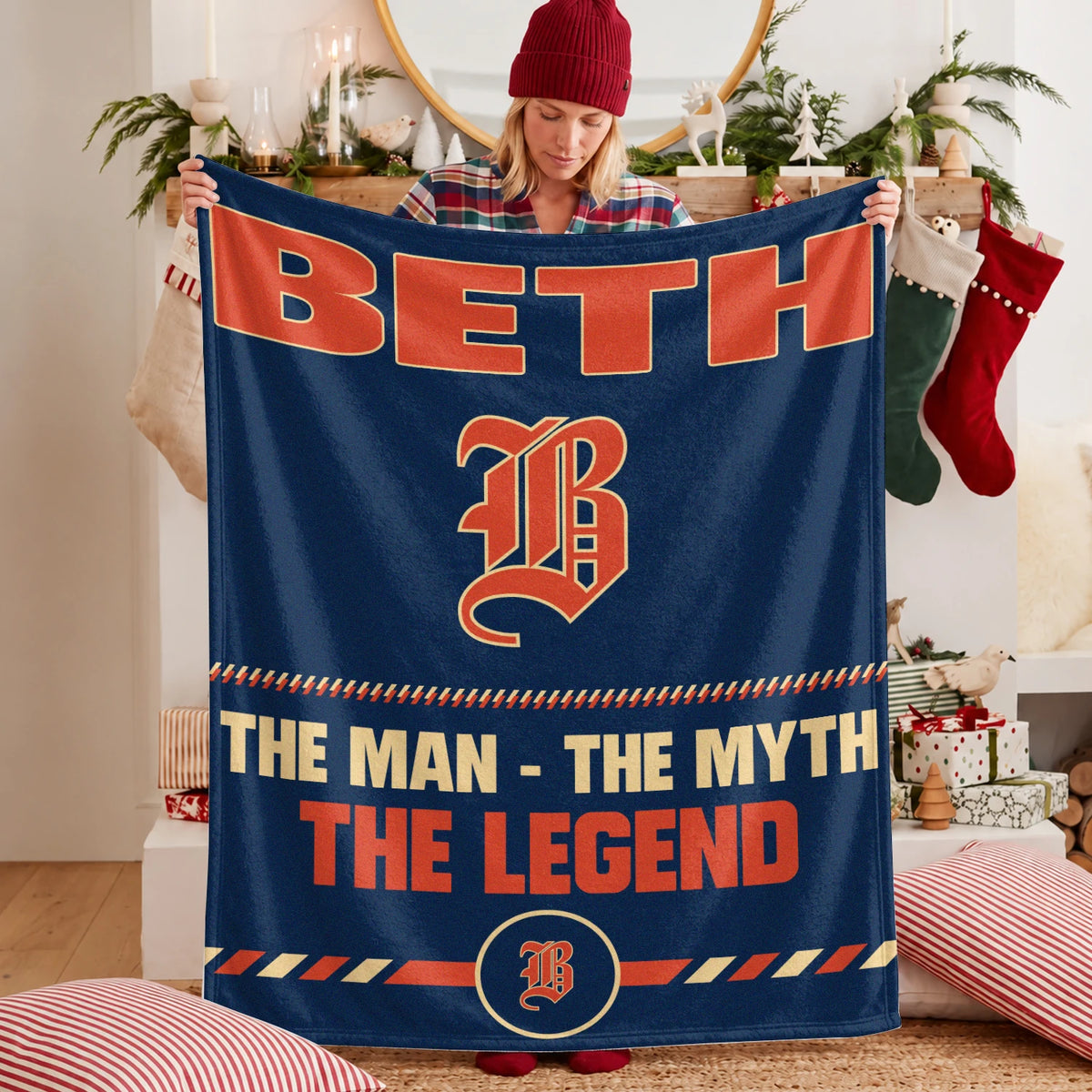 The Man The Myth The Legend Retro Fleece Blanket BETH 13K1 BK53