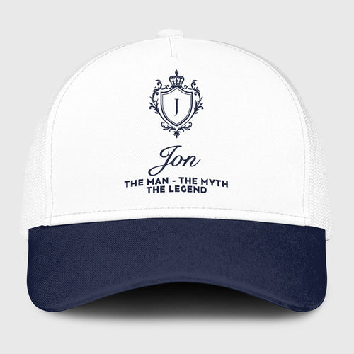 The Man The Myth The Legend Blue And White Baseball Mesh Cap JON 13K1 C186PF
