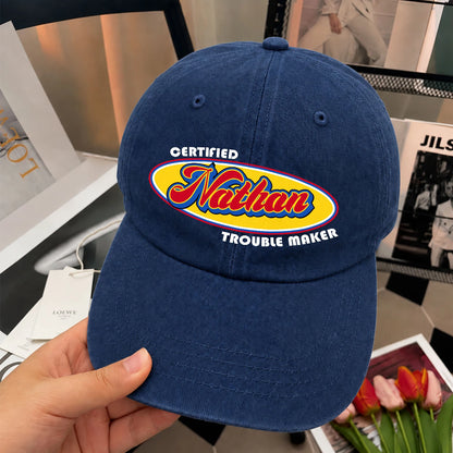 Certified Your Name Trouble Maker Washed Cap NATHAN 13K1 C73PF