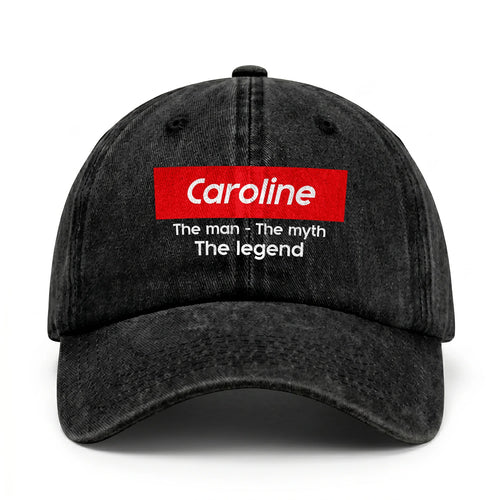 Your Name The Man The Myth The Legend Red Logo Washed Cap CAROLINE 13K1 C130PF