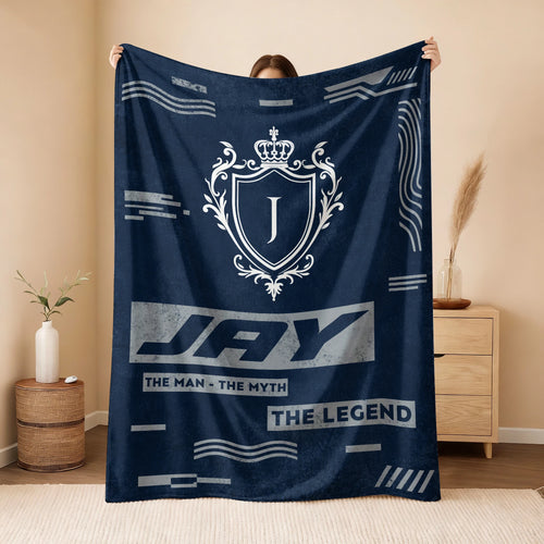 The Man The Myth The Legend Blue & Gray Fleece Blanket  JAY 13K1 BK08