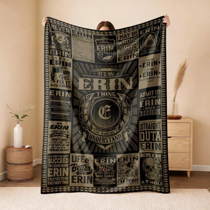 ERIN Personalized Blanket | Custom Name Cozy Throw Gift 13K1-BK3