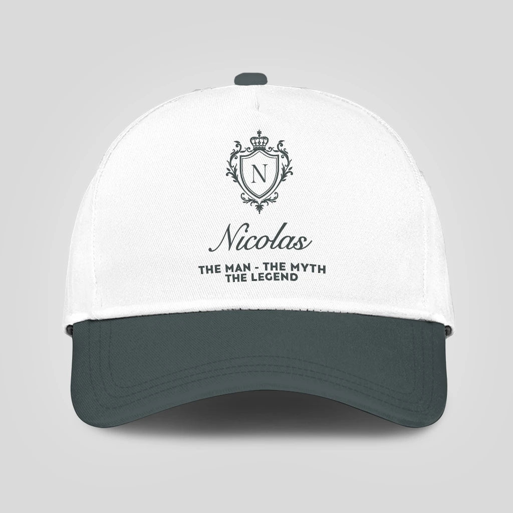 The Man The Myth The Legend Elegant Gray And White Cap NICOLAS 13K1 C170PF
