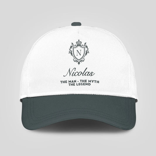 The Man The Myth The Legend Elegant Gray And White Cap NICOLAS 13K1 C170PF