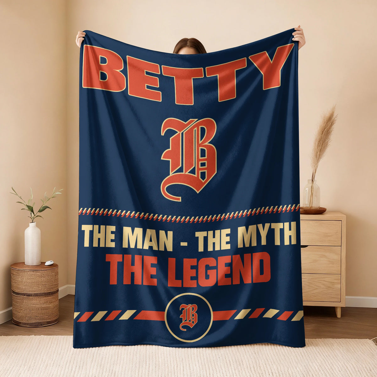 The Man The Myth The Legend Retro Fleece Blanket BETTY 13K1 BK53