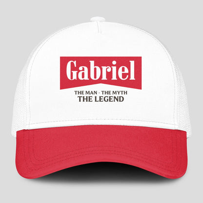The Man The Myth The Legend Red And White Mesh Cap GABRIEL 13K1 C197PF
