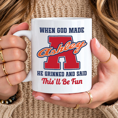 When God Made Your Name Personalized Baseball Mug ASHLEY 13K1 MG07