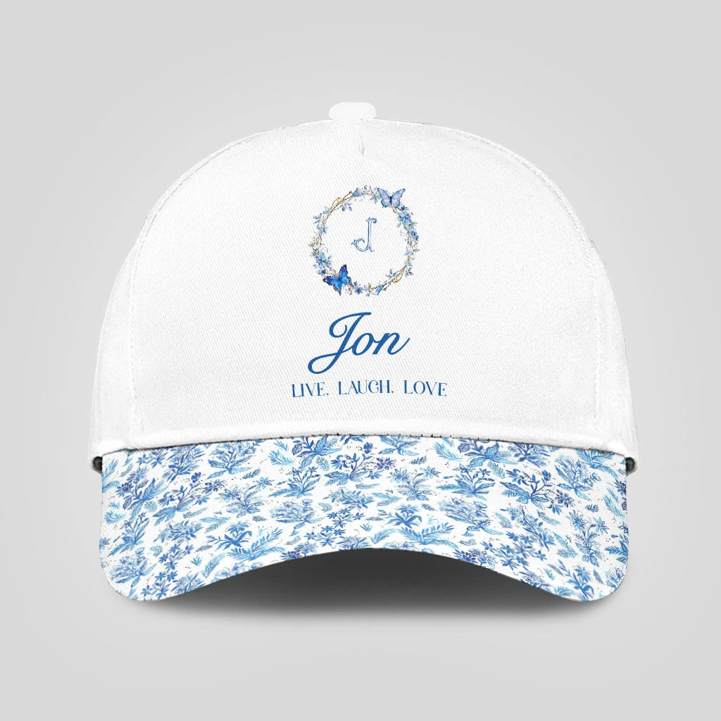 Live Laugh Love Blue Flowers Cap JON 13K1 C50PF