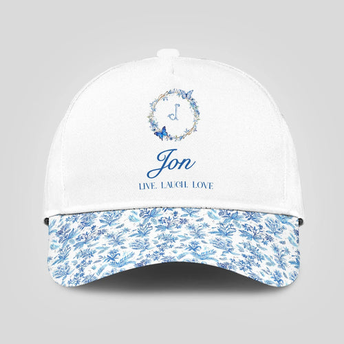 Live Laugh Love Blue Flowers Cap JON 13K1 C50PF