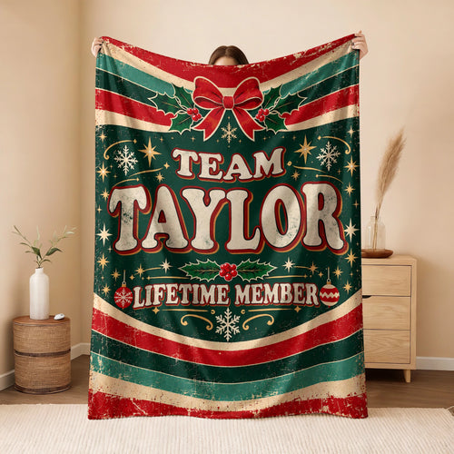 Team Your Name Lifetime Member Christmas Fleece Blanket TAYLOR 13K1 BK52