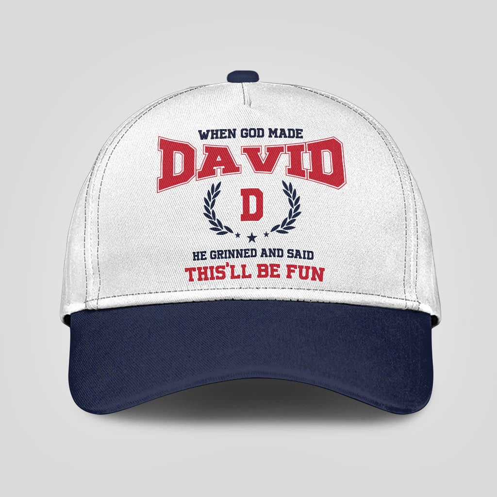 When God Made Your Name He Grinned And Said This'll Be Fun Blue Cap DAVID 13K1 C57PF