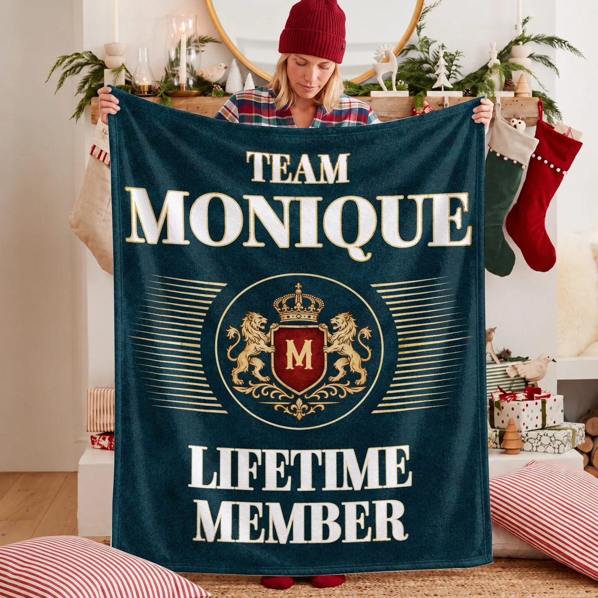 Team Your Name Lifetime Member Sage Green Fleece Blanket MONIQUE 13K1 BK42