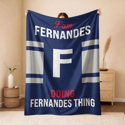 I'm Name Doing Name Things Navy Fleece Blanket FERNANDES 13K1 BK51