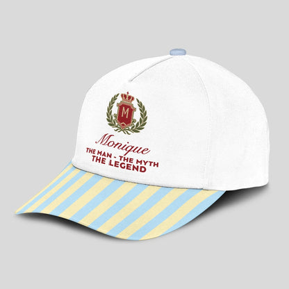 The Man The Myth The Legend Blue And Yellow Striped Beach Cap MONIQUE 13K1 C118PF