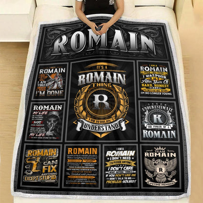 ROMAIN Personalized Blanket | Custom Name Cozy Throw Gift 13K5-BK2